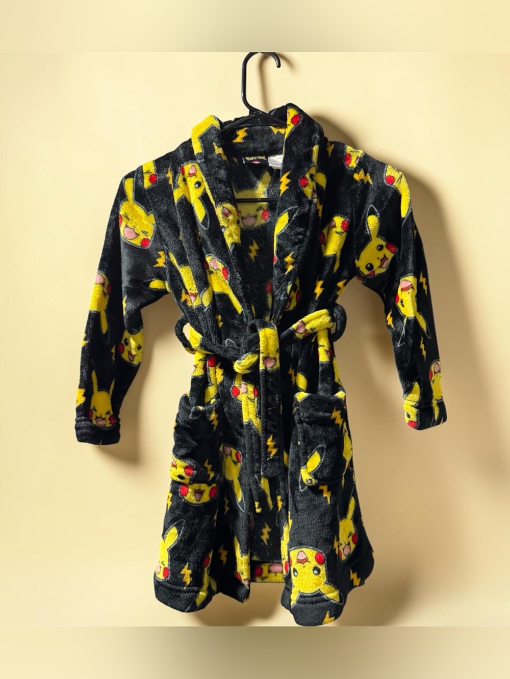 Pokemon Kids Black and Yellow Pikachu Plush Robe